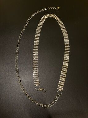 Sparkling Crystal Mesh Choker belt-silver.2644